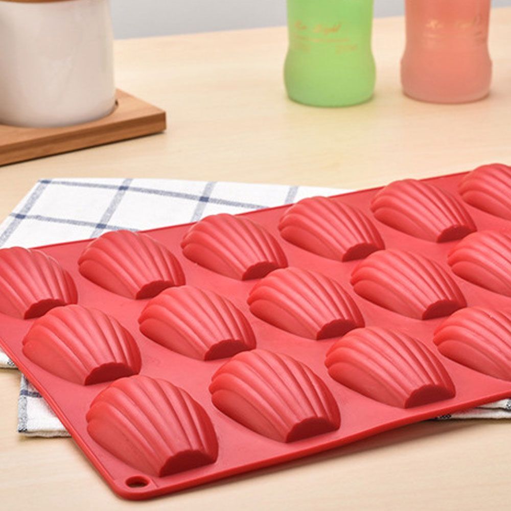 Biscuit Brick Red Cookie Shell Shape Madeleine Silicone 18 Cavity Cake Mold