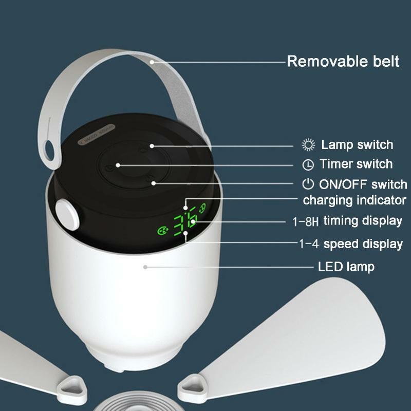8000mAh USB Ceiling Fan Digtal Display Rechargeable Remote Countrol Timing