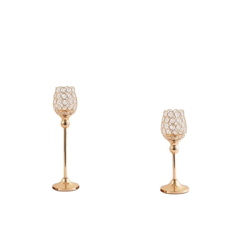 2x Crystal Candle Holders Pillar Candlesticks Party Decor Ornaments