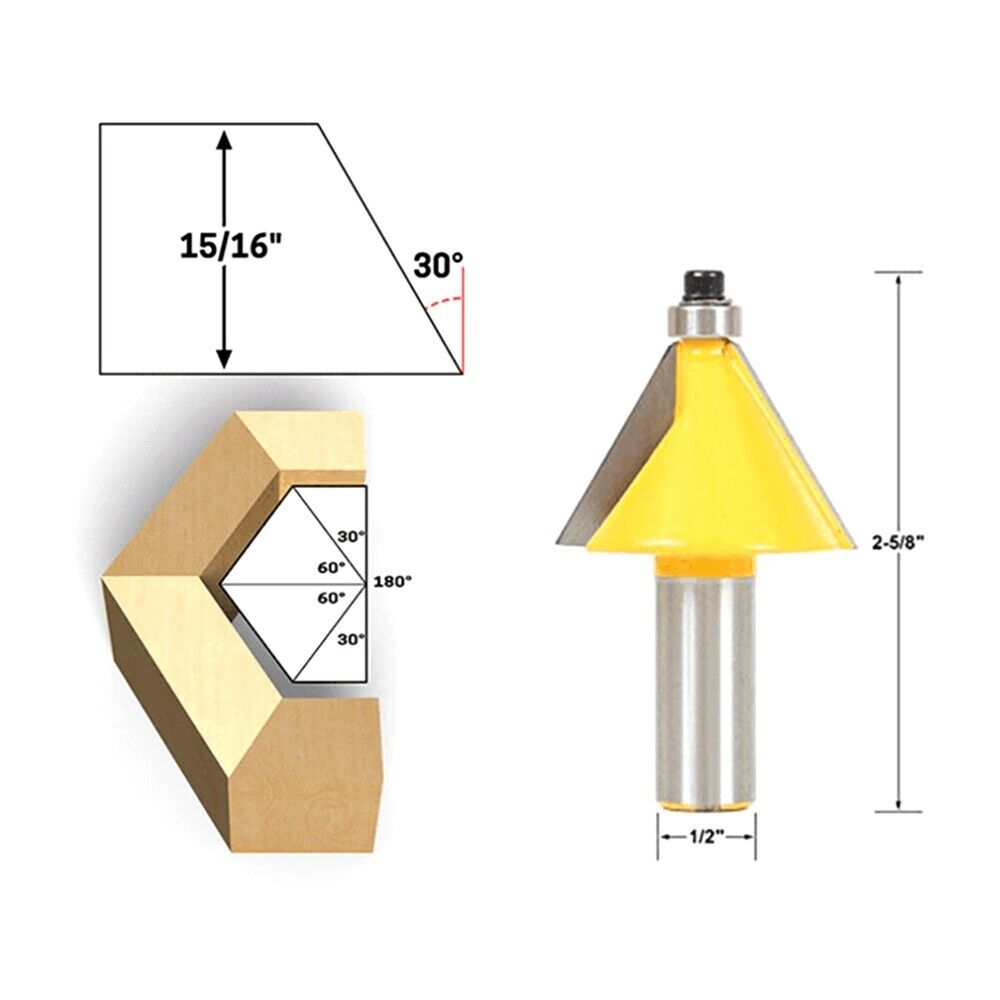 Universal 30 Degree Router Bit 1/2" Shank CNC Tenon Rotary Tool Chisel Cutter