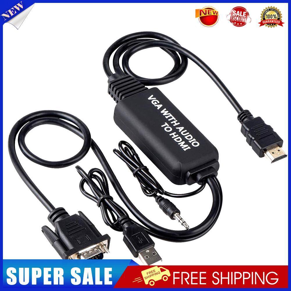 VGA to HDMI-Compatible+3.5 Audio Jack+USB Adapter PC HDTV Video Converter