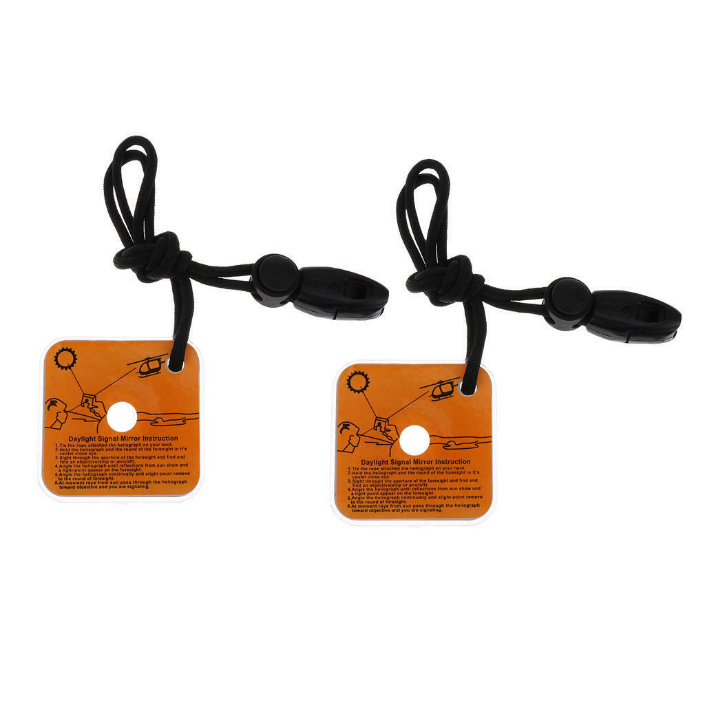 2pcs Outdoor Signal Mirror Survival Emergency Tool Hunting Hiking Camping