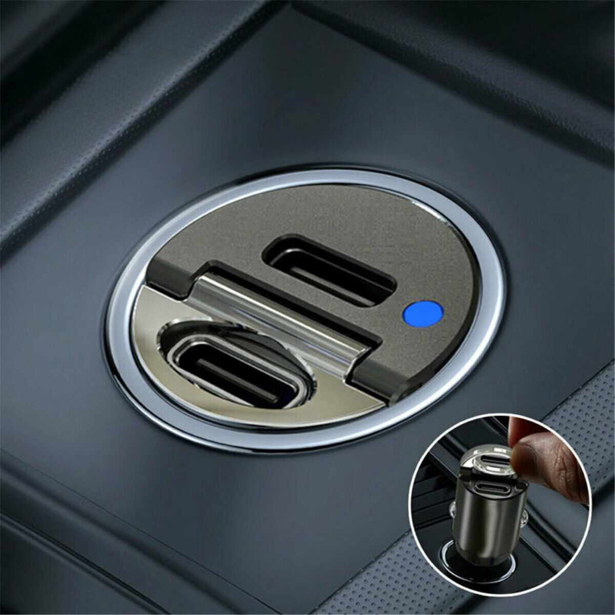 Mini Dual USB Type-C PD Car Phone Charger Adapter 30W Fast Charging Accessories
