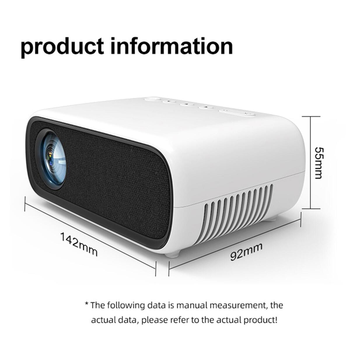 Fityle Portable Mini Projector 1080P 80'' with LED HDMI AV USB AUX 3.5mm US