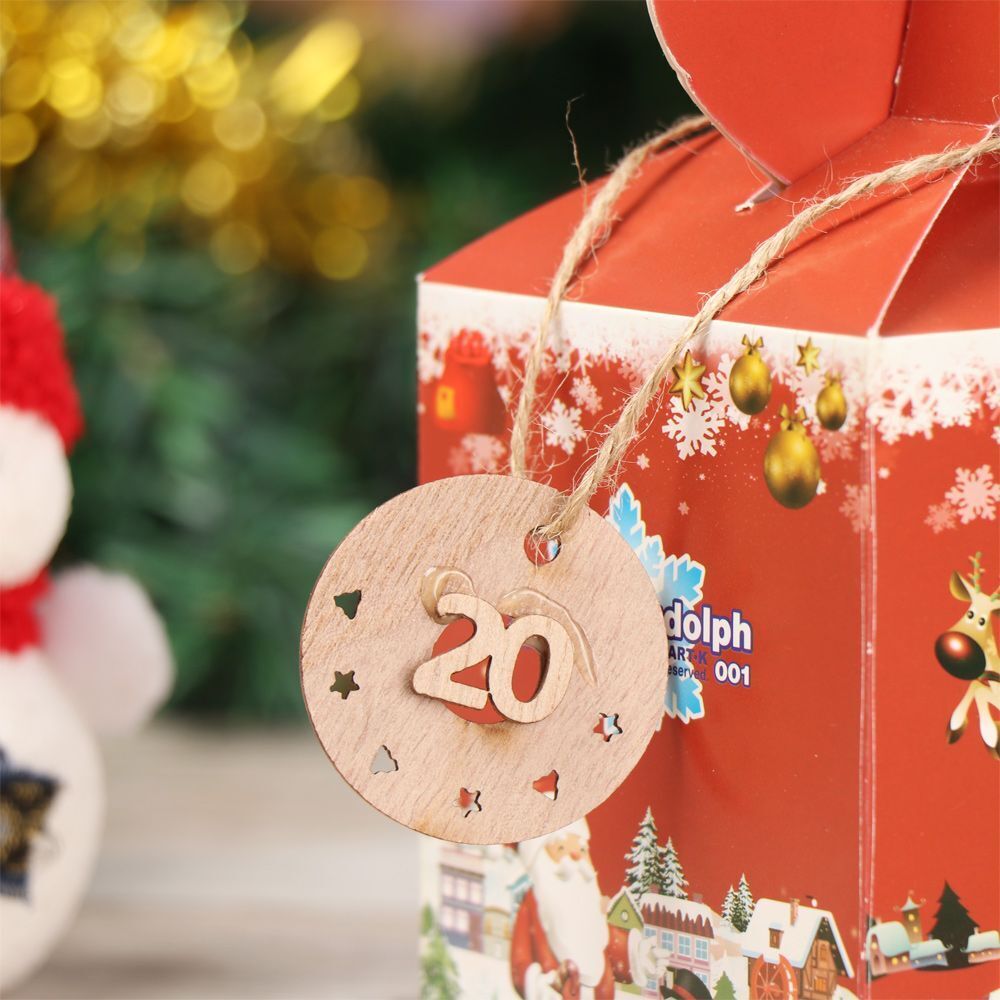 Countdown Hanging Tags Number Label Wooden Pendant Christmas Advent Calendar