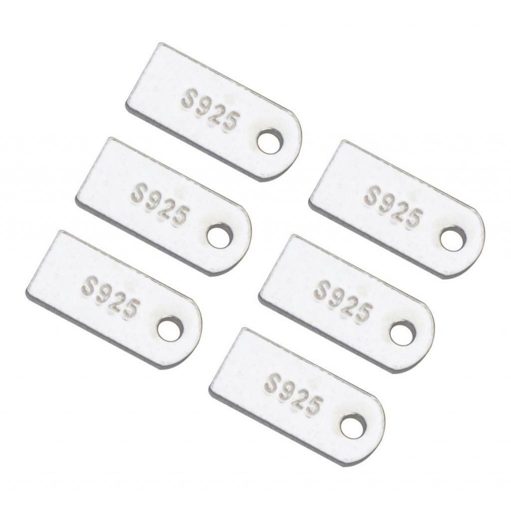 6x 925 Sterling  Stamping Tags Charm Pendants Jewelry Supplies 80x30mm