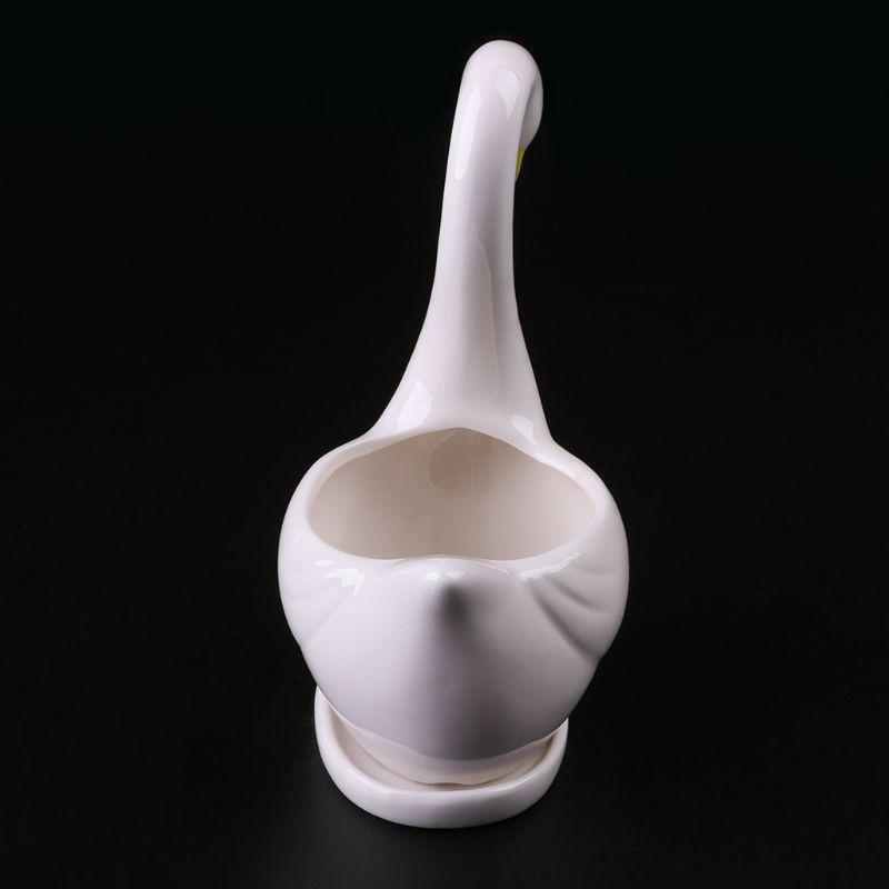 White Swan Ceramic Flower Pot Succulent Plant Flowerpot Planter Desktop Home DIY