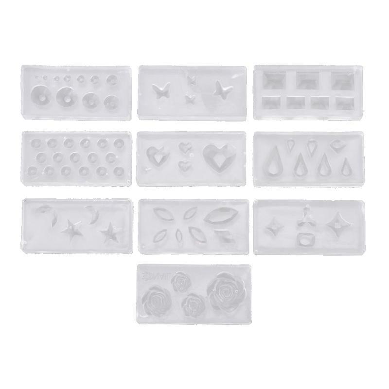 10Pcs DIY Nail Art Silicone Mold Leaves Flower Template Acrylic UV Gel DIY Tool