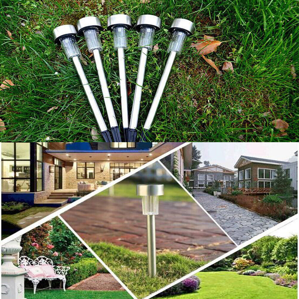 10x LED Solar Lawn Lamp Garden Pathway Yard Bollard Light (White Light)