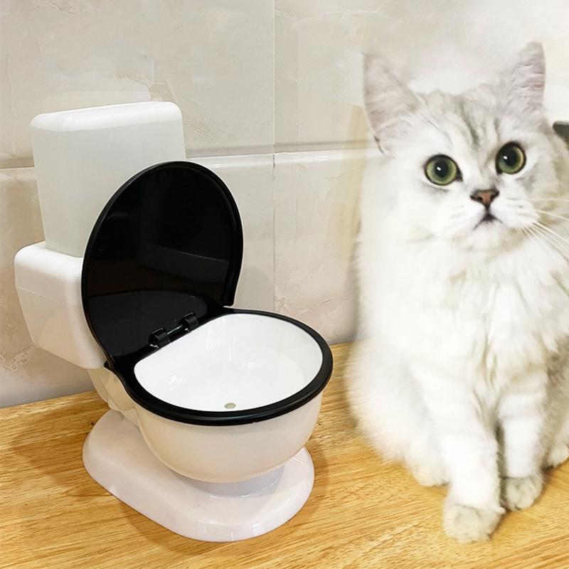 Cat Water Fountain Toilet Shape Gravity Fed Water Dispenser 650mL No Filter