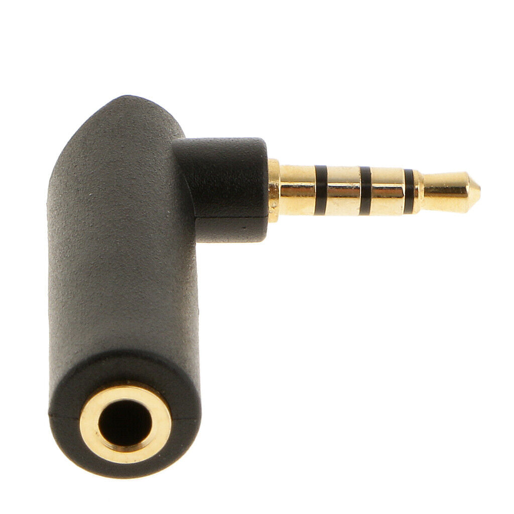 3.5mm Stereo Male to Female Right Angle Audio Adaptor Headphone Jack 4 pole