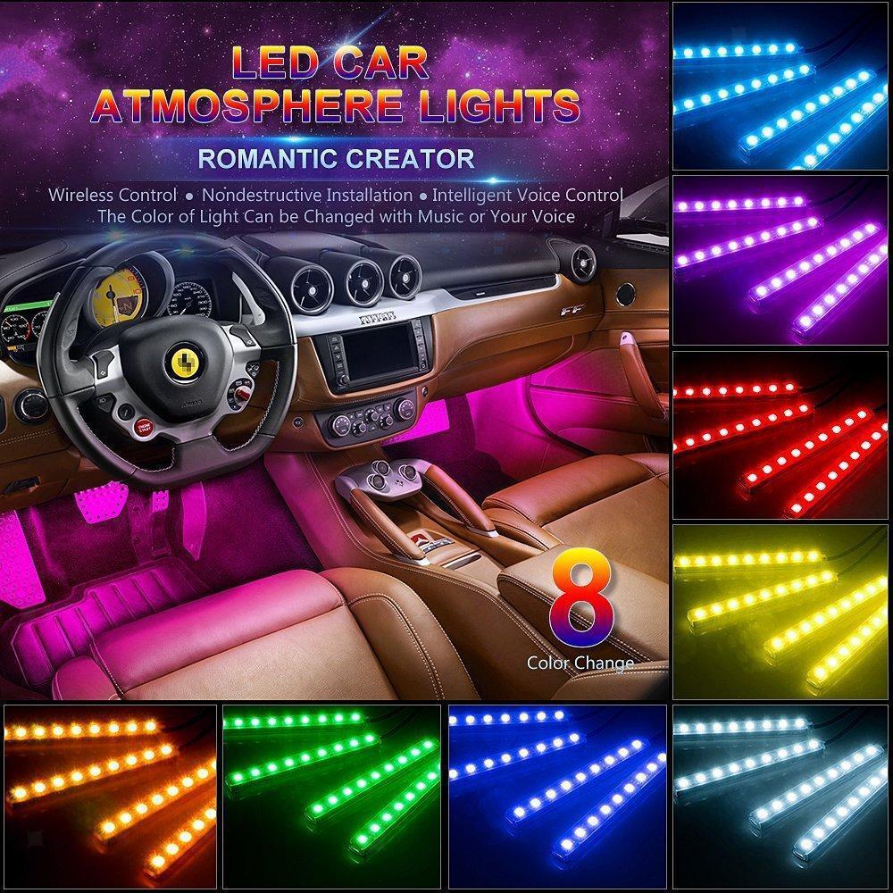 DC12V 48-LED Car Interior Atmosphere Neon Lights Strip Music Control + IR Remote