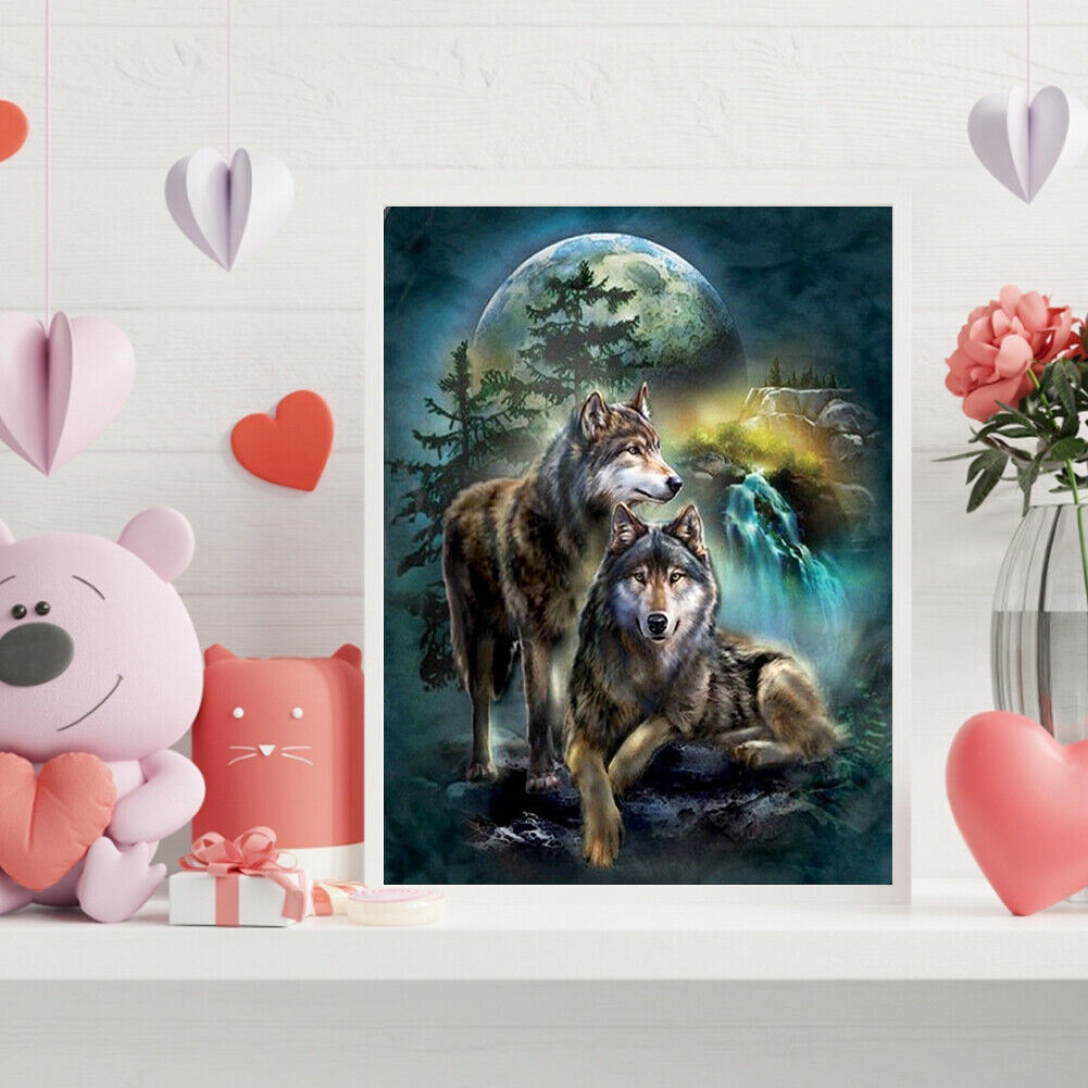 Frameless Oil Paint By Numbers Wolf DIY Canvas Picture Craft Kit for Home