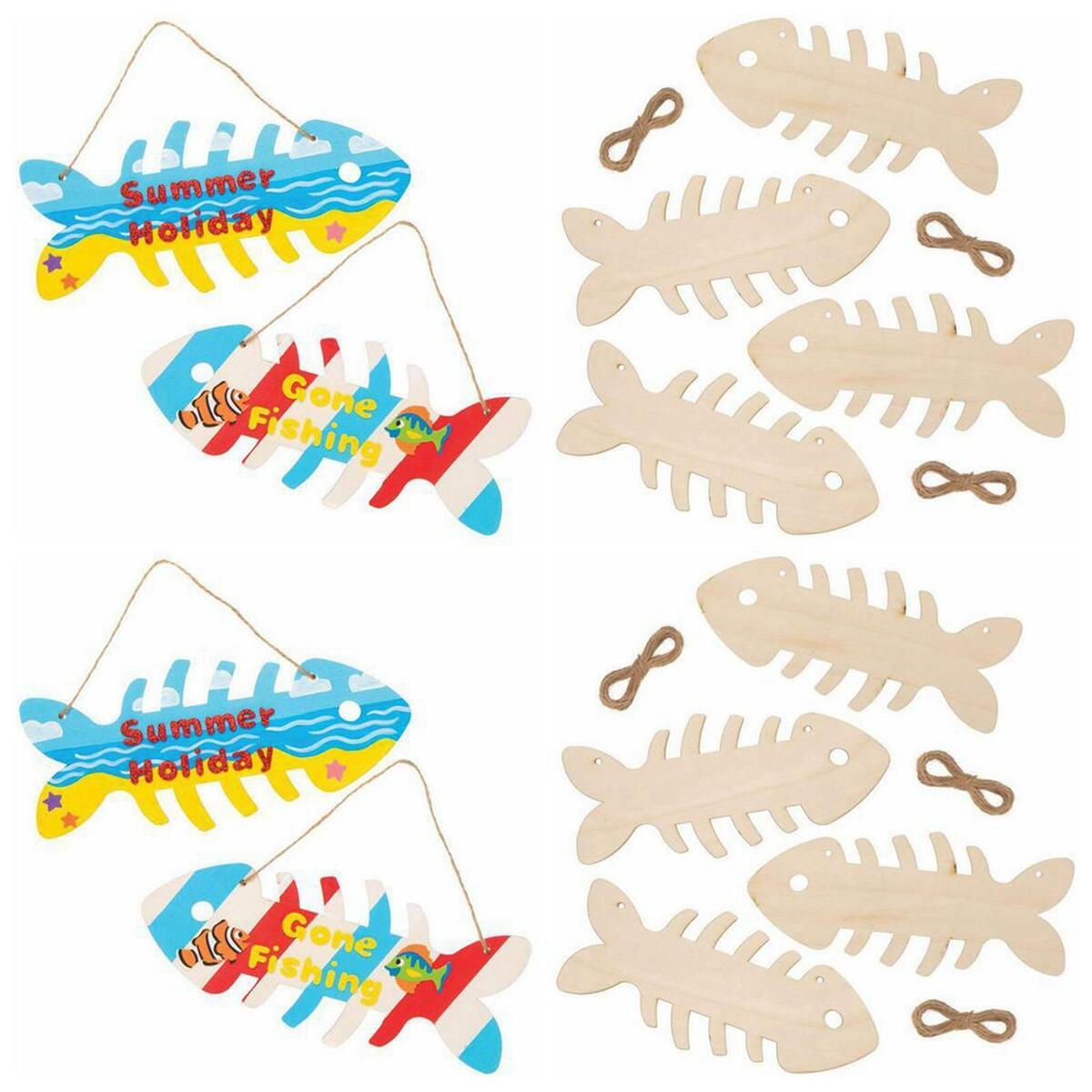 8x Unfinished Wooden Fish Blanks Hanging Cutouts for Pyrography DIY Craft