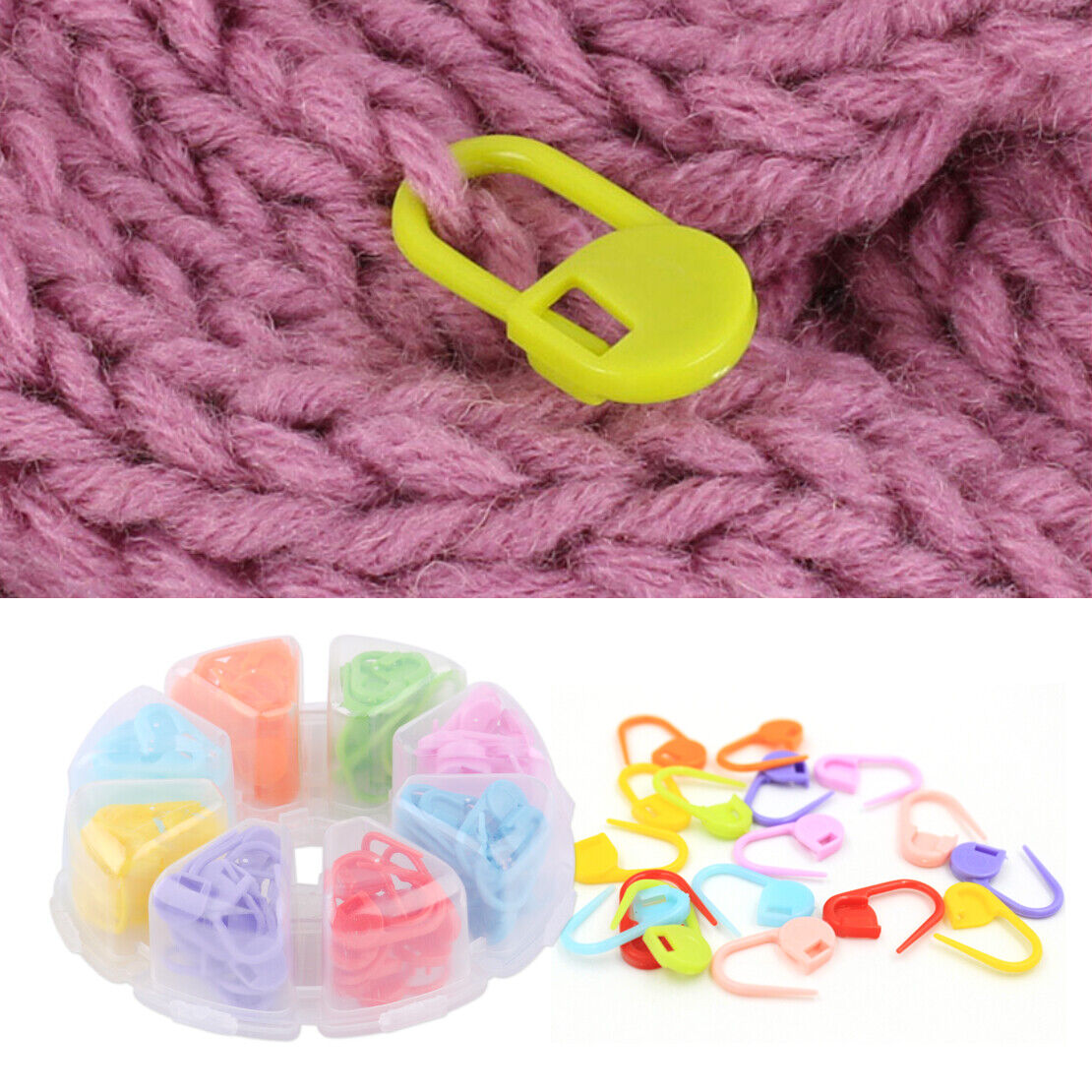 104pcs Plastic Stitch Markers Knitting Crochet Locking Needle Clip Craft Pin Li