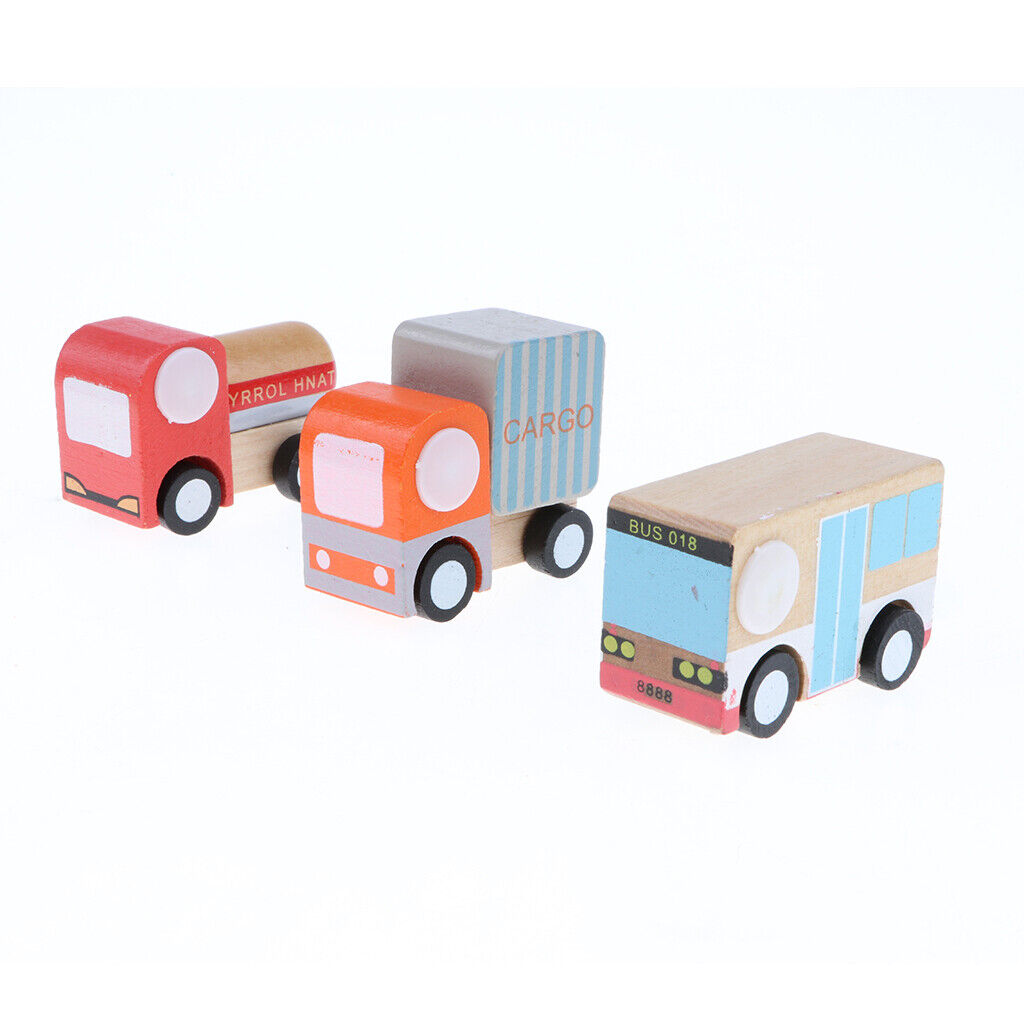 Colorful Wooden Vehicles Set  Children Educational  Birthday Gift