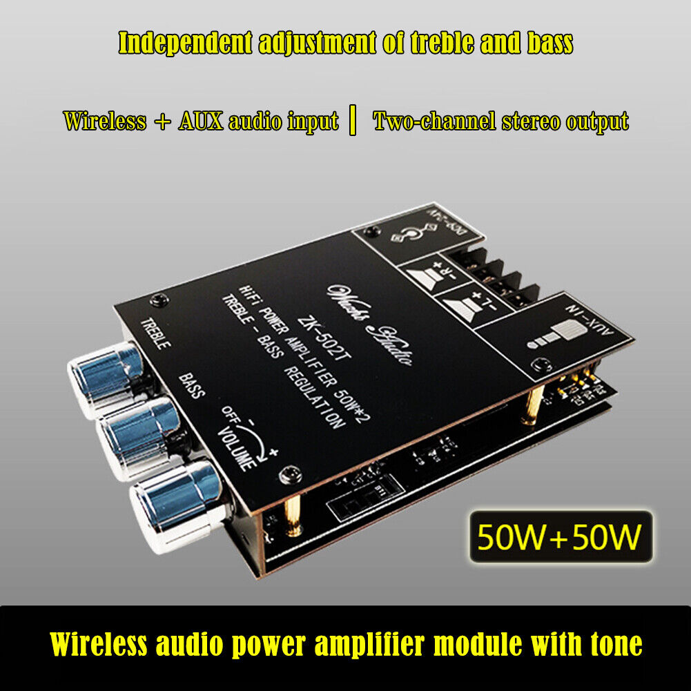 ZK-502T 50Wx2 HIFI 2.0 Channel Stereo Amplifier Module Audio Speaker Board