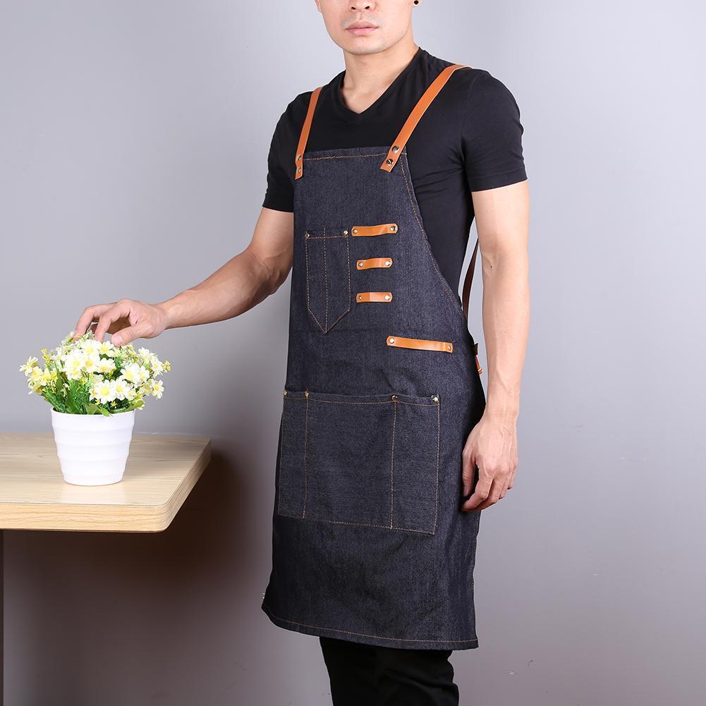 Barber Sleeveless Denim Apron Hairdresser Hair Cutting Protection Tool (B)