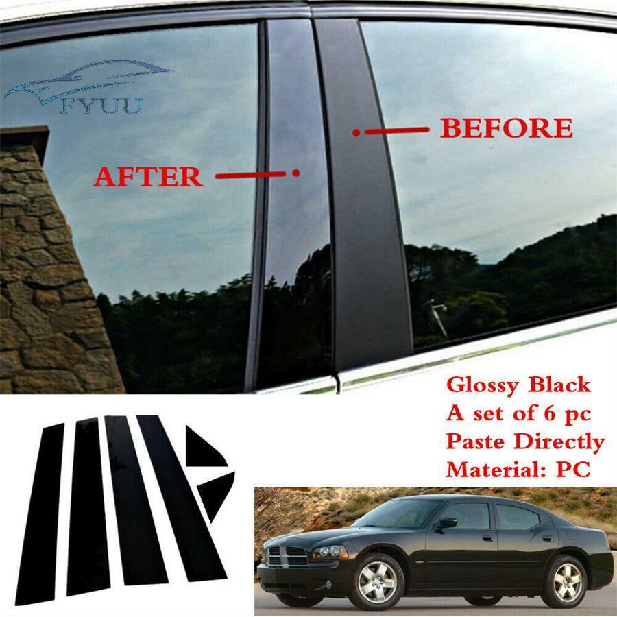 Fit For Dodge Charger 2006-2010 Door Window Trim Cover Pillar Posts Piano Black