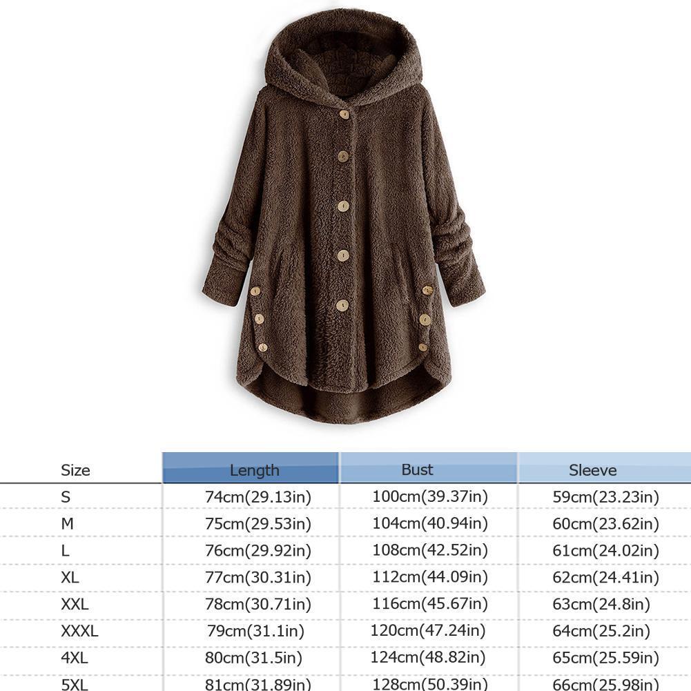 Pure Color Hoodies Overcoat Irregular Coat Women Loose Outwear (Coffee 2XL)