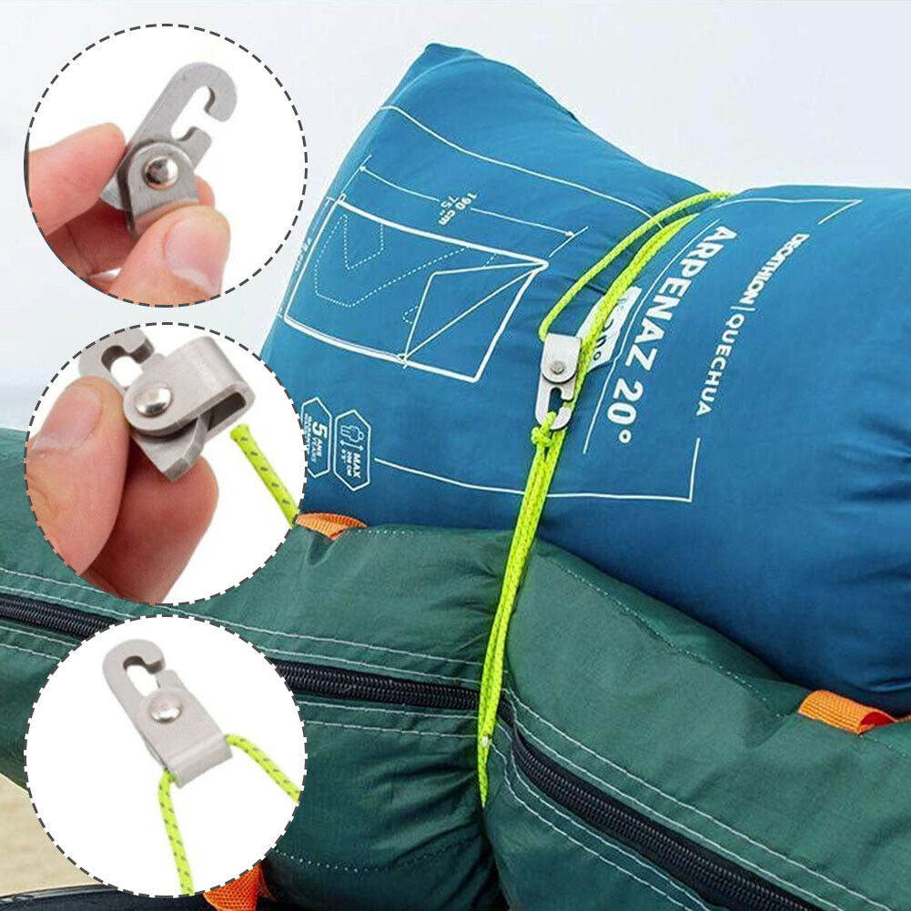 4pcs Automatic Lock Hooks No Knot Tent Self-locking Hooks with 1pc 5m Rope