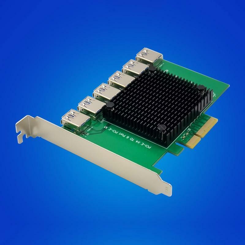 6-port Usb3.0 Pci-e X4 To X1 Adapter Card Sata PCIE Riser for Desktop PC Mining