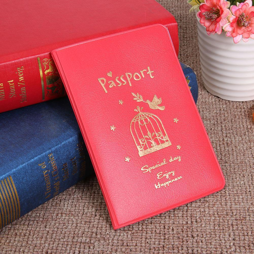 Simple Travel Passport Cover PU Multifunction Tickets Card Holder Case(Red)