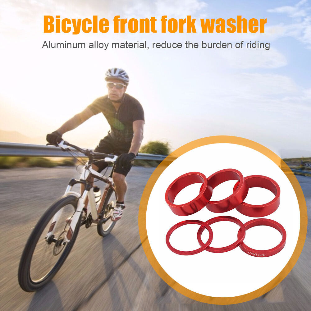 6pcs CANSUCC MTB Bicycle Headset Front Fork Washers Spacers Gasket (Red)