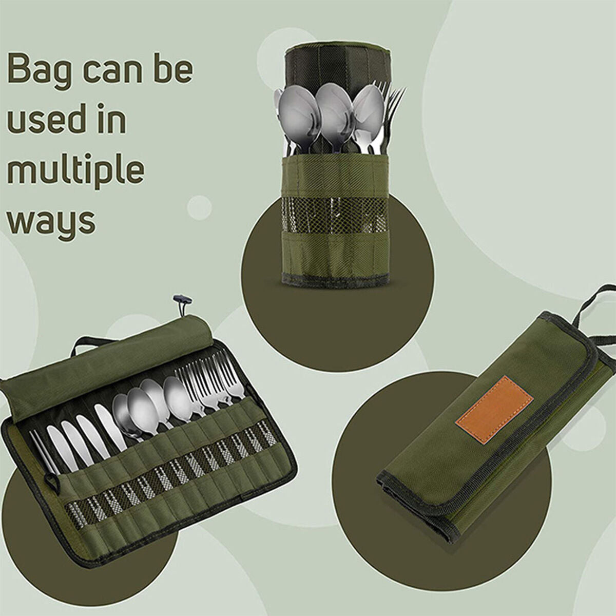 Outdoor Stainless Steel Camping Cutlery Bag - Picnic Cutlery with Package