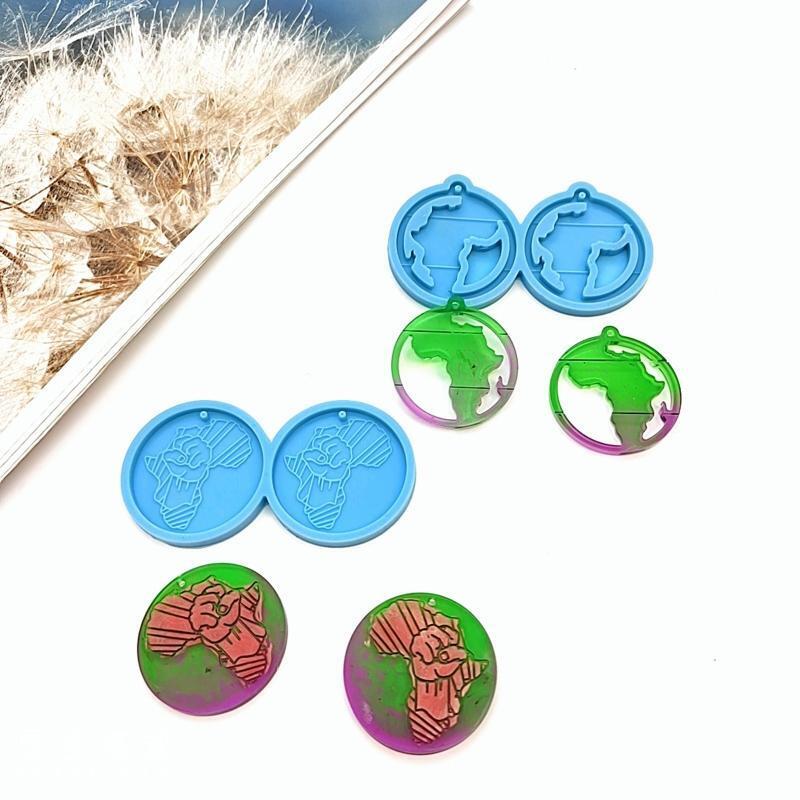 2 Pcs Diy Creative Silicone Molds Africa Map Earrings Fist Map Earrings Molds