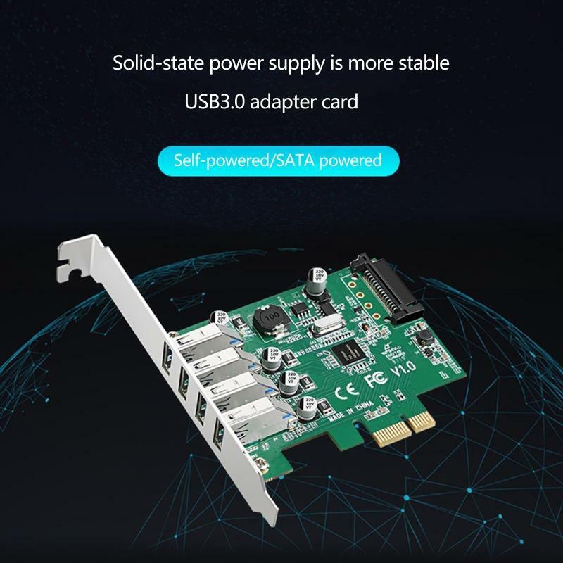 Pci-e To 4-port Usb3.0 Adapter Card Sata Nec Chip for Desktop Drive Free Riser