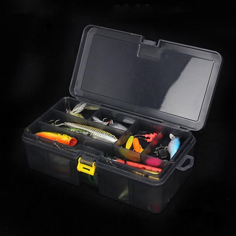 Dual Layer Tool Storage Box Translucent Gray Gifts for Fishing Enthusiasts