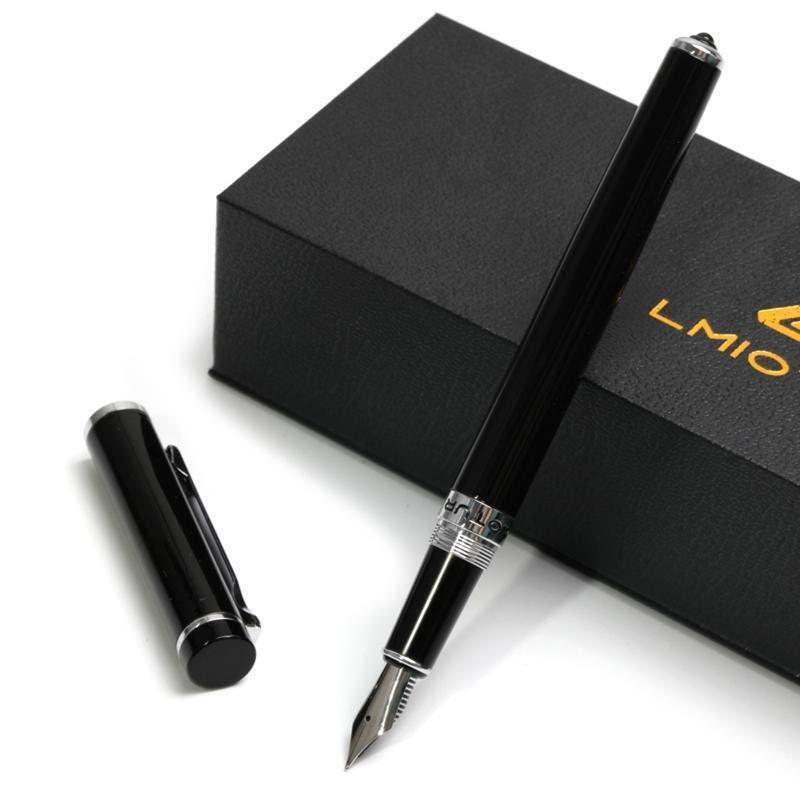 Metal Fountain Pen Gift Writing Pen F Nib Refillable Converter Piston-Filled