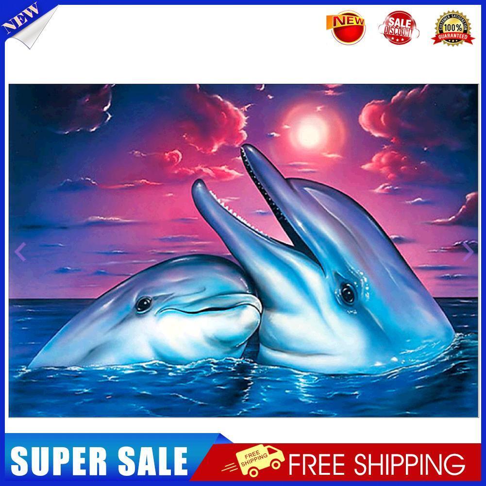 5D Two Dolphins Diamond Painting Embroidery DIY Cross Stitch Home Decor