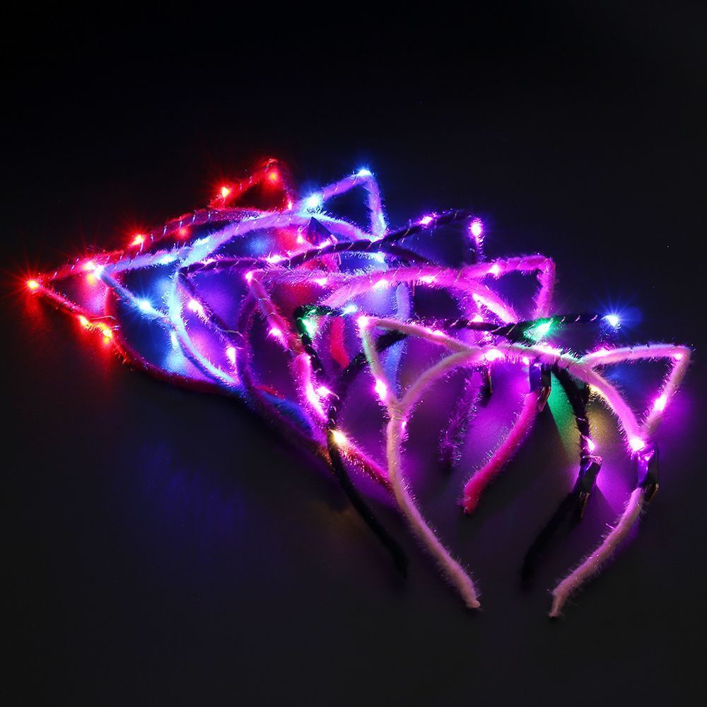 Girls Accessories Hair Band Party Headdress LED Light Flashing Cat Ear Headband