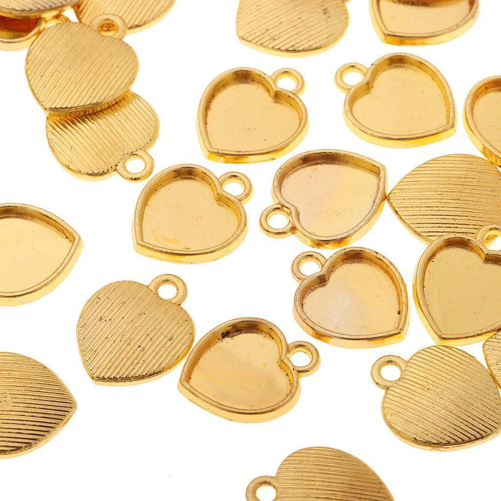 50pcs Necklace Bracelets Earrings Charms Blank  Setting Heart Bezel