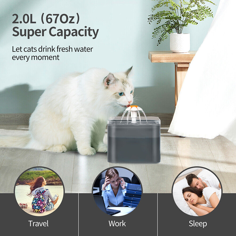 USB Automatic Pet Water Filter Dispenser Cat Water Fountain Feeder (Gray)