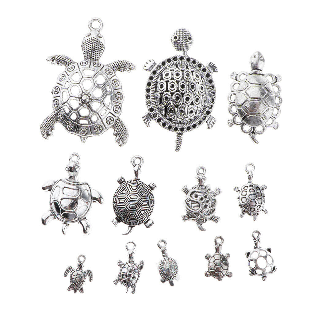 12Pcs Assored  Charms,  Tortoise Dangle Pendants Charms with