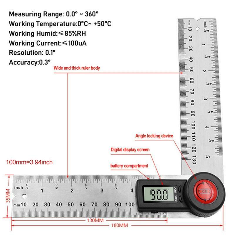 360 Degree Stainless steel Digital Angle Ruler Gauge Finder Meter Protractor