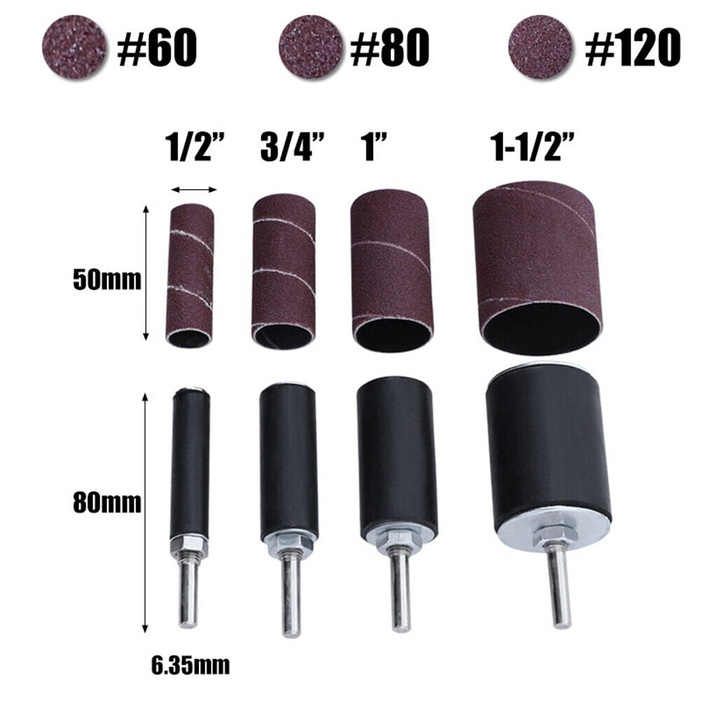16pcs Grinding Polishing Sanding Sleeve Kit Woodworking Sander Belt Mandrel