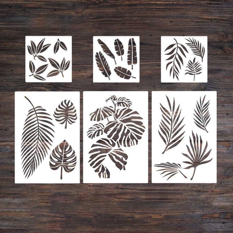 9x Hollow Flower Leaves Painting Stencils Flexible Template for Gift Card Making
