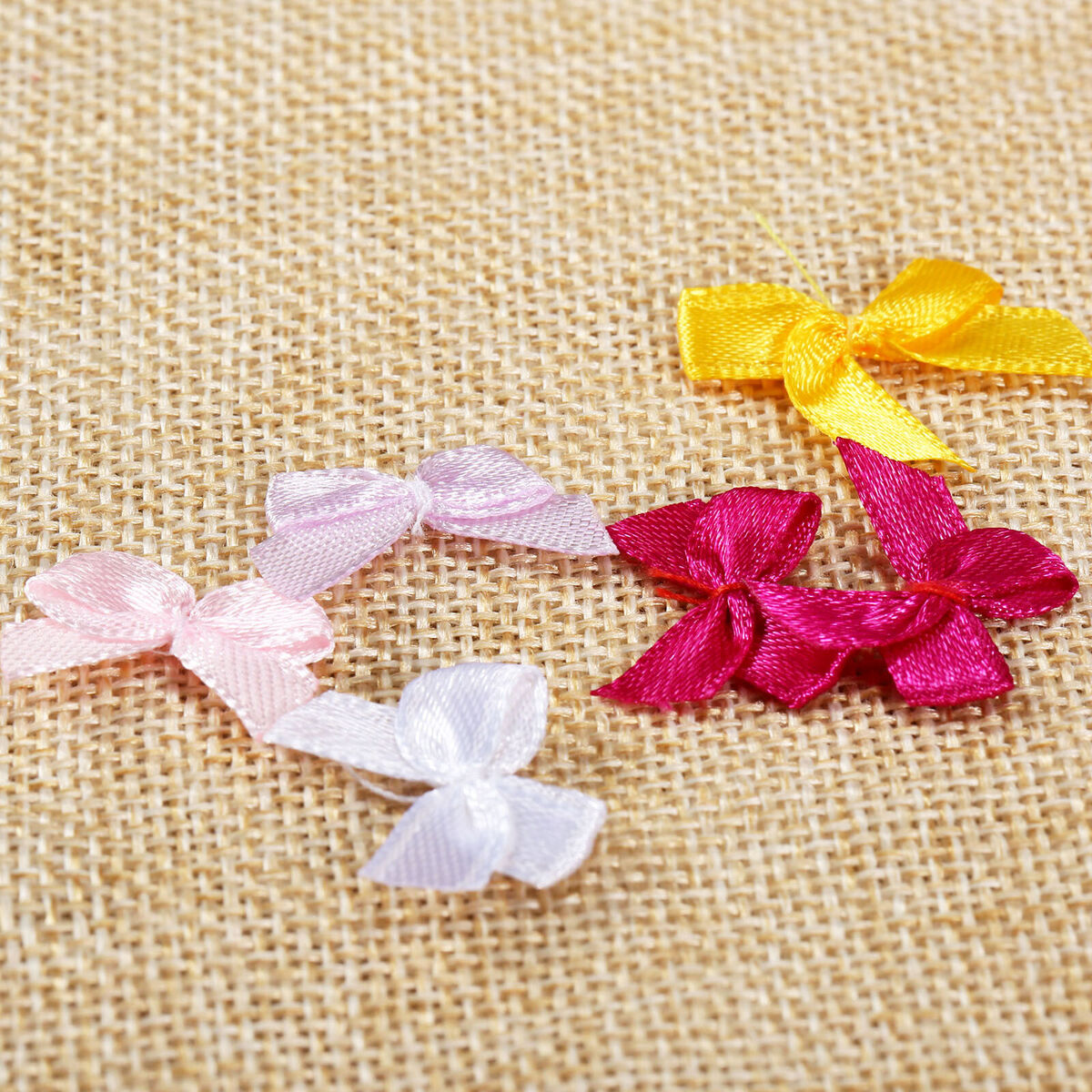 100Pcs Satin Ribbon Bows Mini Flowers 20*10mm Scrapbooking Wedding Decoration