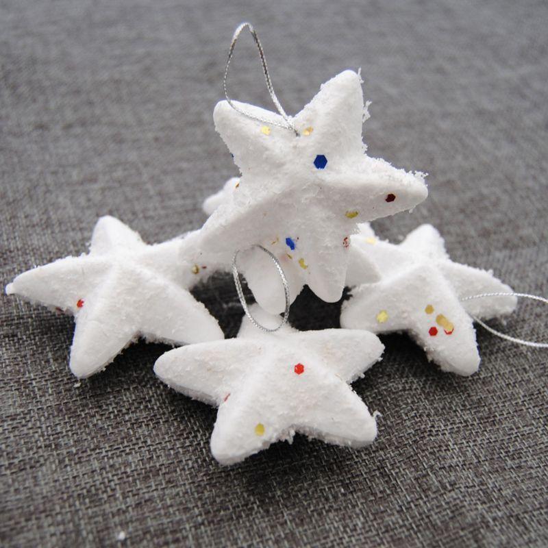 6 PCS White Five-Pointed Star Ornament Christmas Topper Tree Star Mini Tree Star