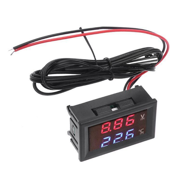 12V/24V LED Display Car Voltage & Water Temperature Gauge Voltmeter Thermometer