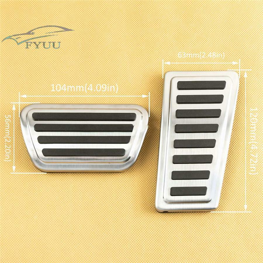 Gas & Brake Pedal Cover Brushed Stainless Steel W/ TPE Rubber For 19-21 Ram 1500