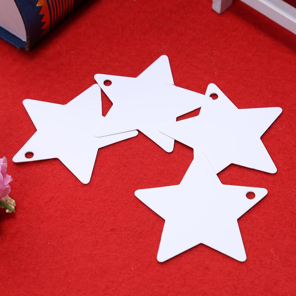 50pcs Kraft Paper Pendant Five-pointed Star Cards Home Party Decor(White)
