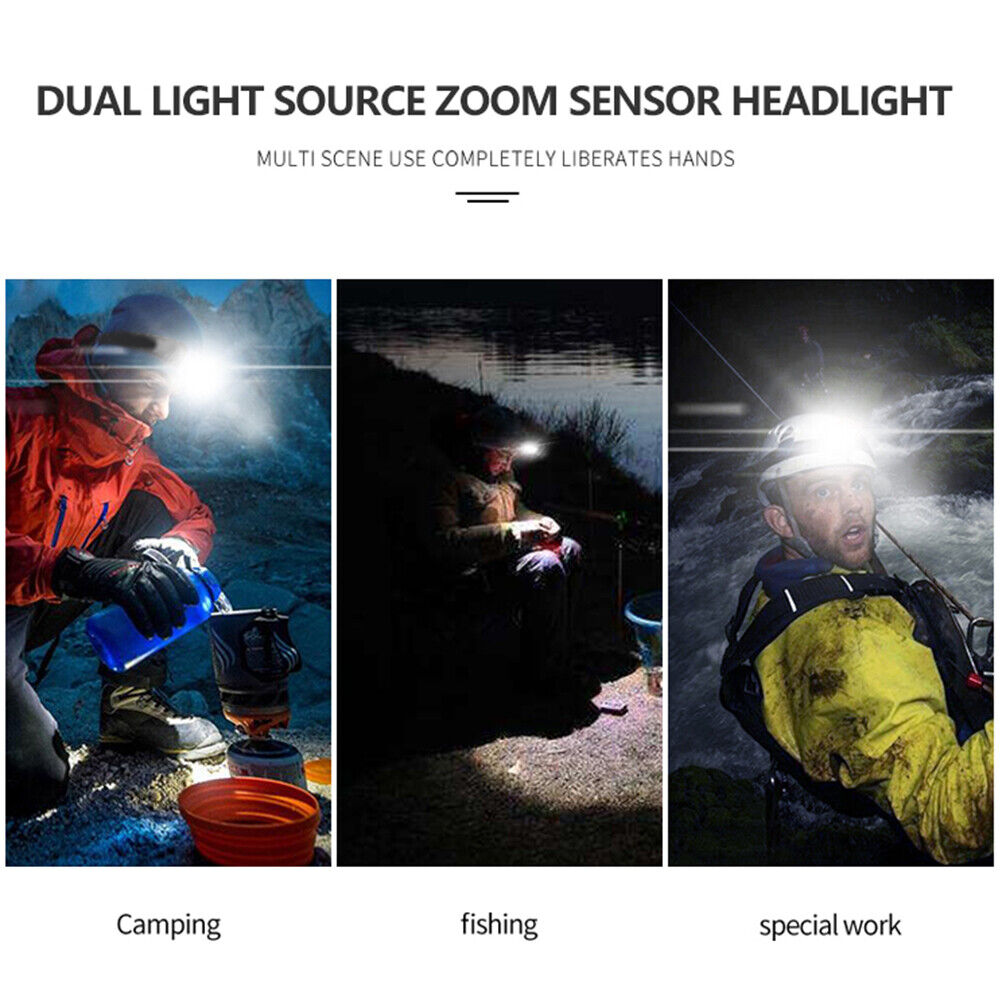 XPE SMD Headlight USB Rechargeable Torch LED Night Fishing Lamp Flashlight
