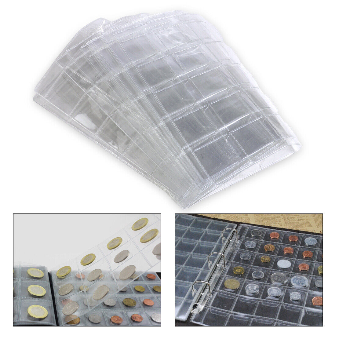 10x 30 Pockets Classic Album Pages Money Coin Note Currency Holder Collection Li