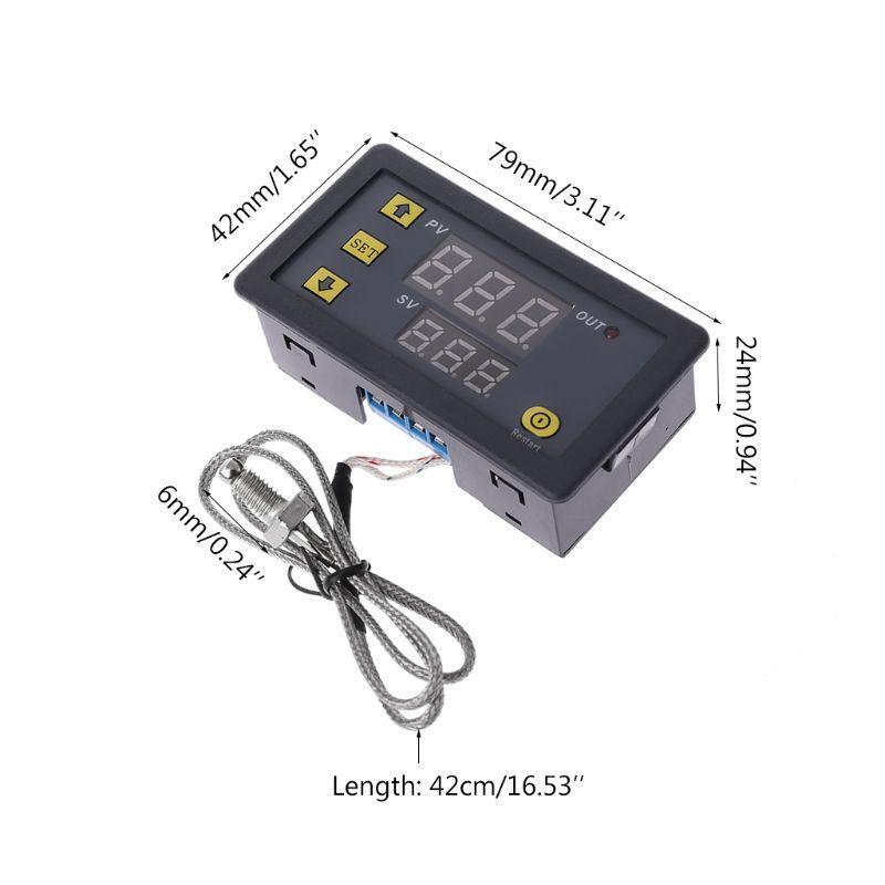 Dual Display Digital Temperature Controller M6 Probe Thermocouple Sensor Switch