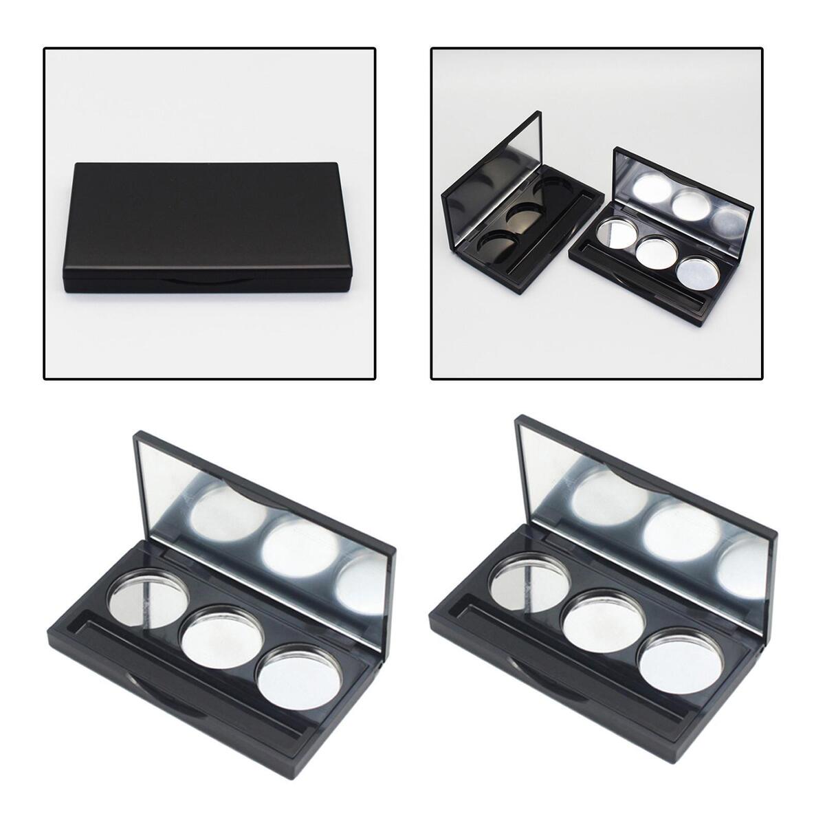 2x 3 Grids Empty Eyeshadow Box Round Aluminum Palette Pans Case Women Girls